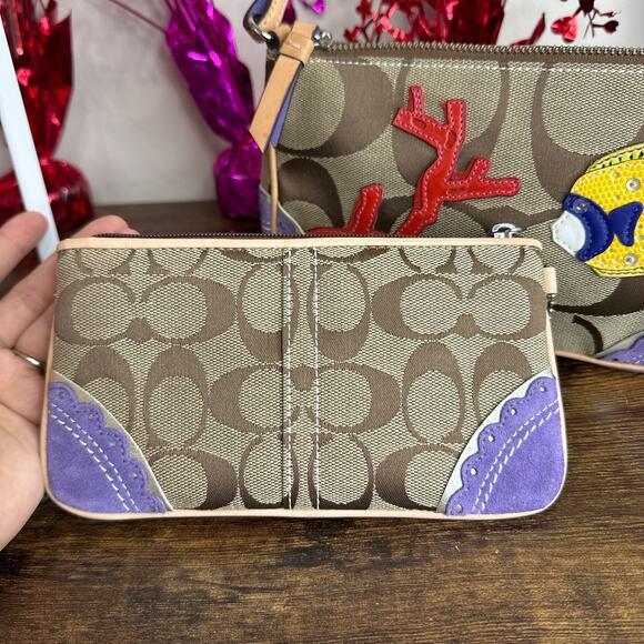 y2k COACH Limited Ed Signature Fish Demi Mini Bag Wristlet Bag Charm - Picture 8 of 13